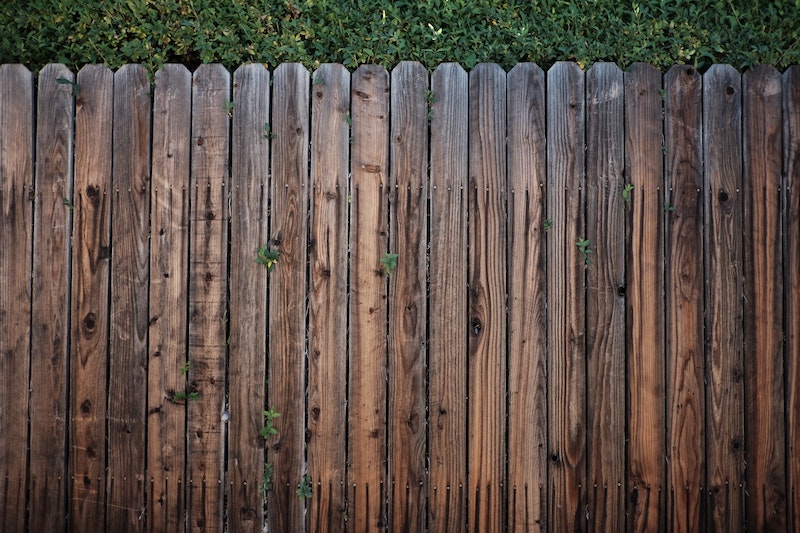 Holzzaun vor einer Hecke 