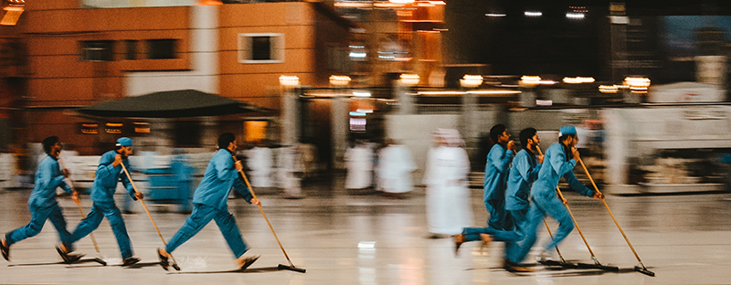 Reinigungskräfte im Masjidi al-Haram Komplex in Mekka
