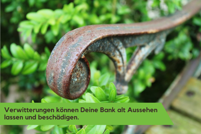 eine Bank bei der das Metall verwittert ist eine Verwitterung an einer Metallbank